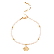Boho-Fußkettchen für Damen mit Perlen- und Muschelanhänger