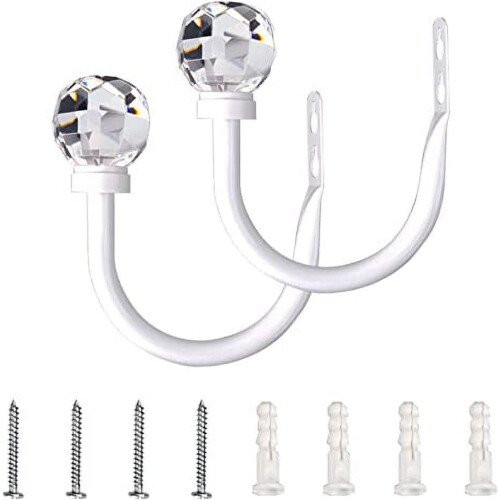 Curtain Hooks with Clear Wall-Mounted Ties White Heavy Duty 1