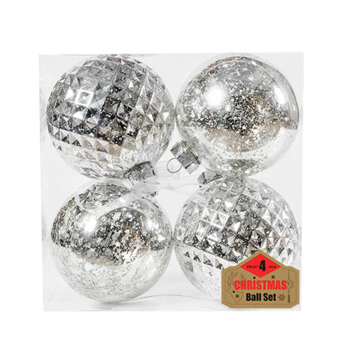 Ensemble de 4 boules de Noël décoratives en plastique de 10 cm
