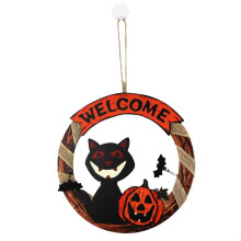 Panneau en bois WinysinHalloween Citrouille à suspendre Panneau de bienvenue Halloween Décorations de porte d'entrée pour la maison Fournitures de