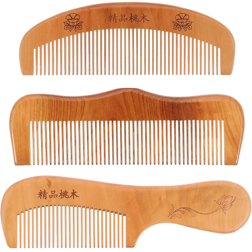 Peach Wood Comb Natural Anti-static Pocket Comb 3PCS