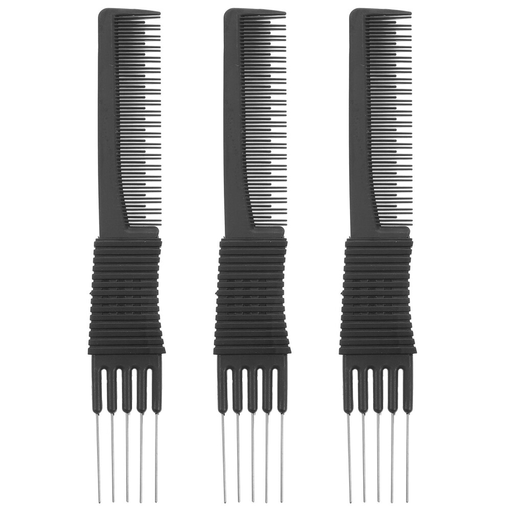 Black Carbon Fiber Anti-Static Rat-Tail Comb 3pcs