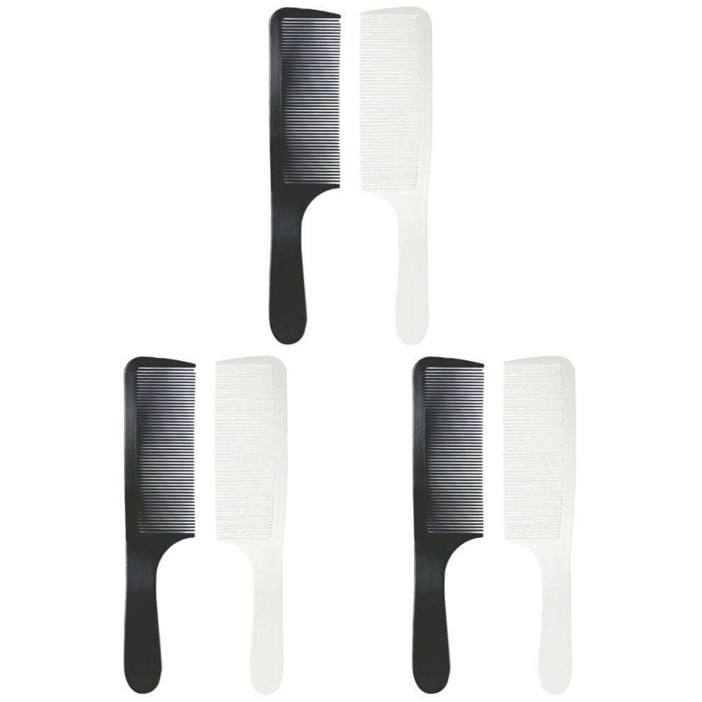 Barber Curved Hair Cutting Comb Black White 6 pcs