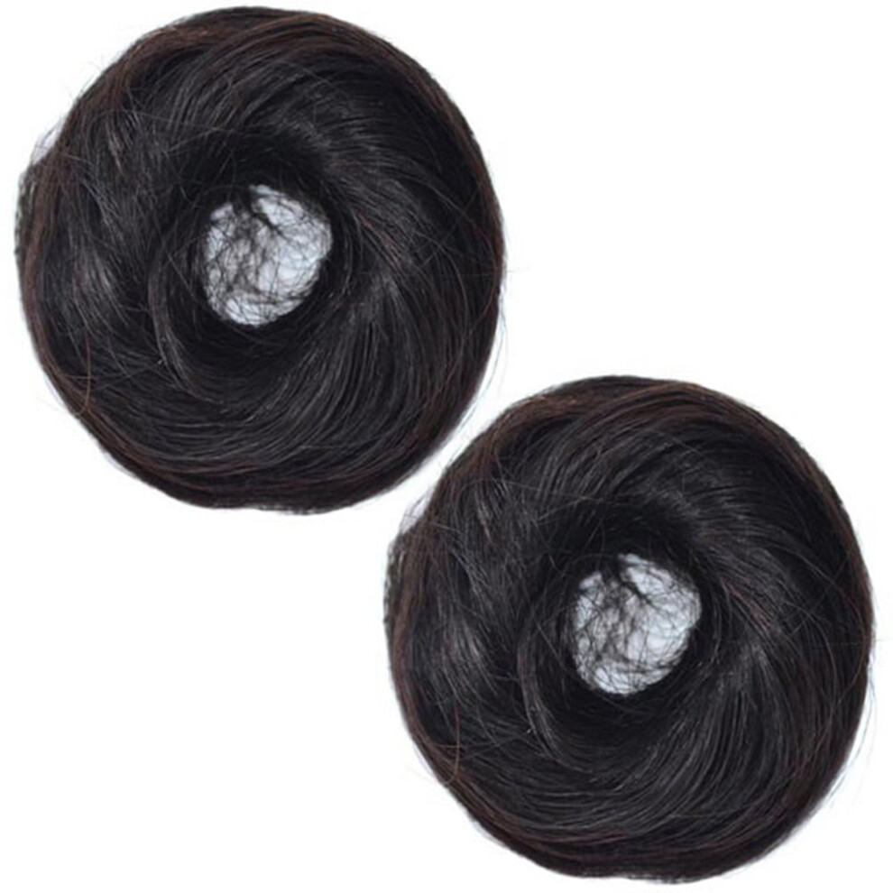 Bun Wig Ponytail Hair Extension Straight Human Hair 2 Pcs