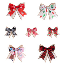 Kerstboomversiering met strik, kerstdecoratie, dubbellaagse strik, set van 7