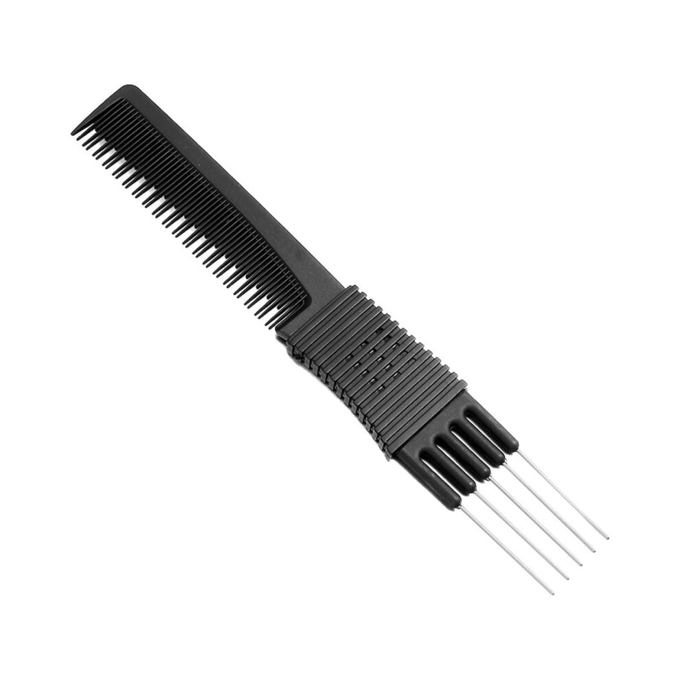 Black Carbon Fiber Rat-Tail Comb with Anti-Static Steel Wire