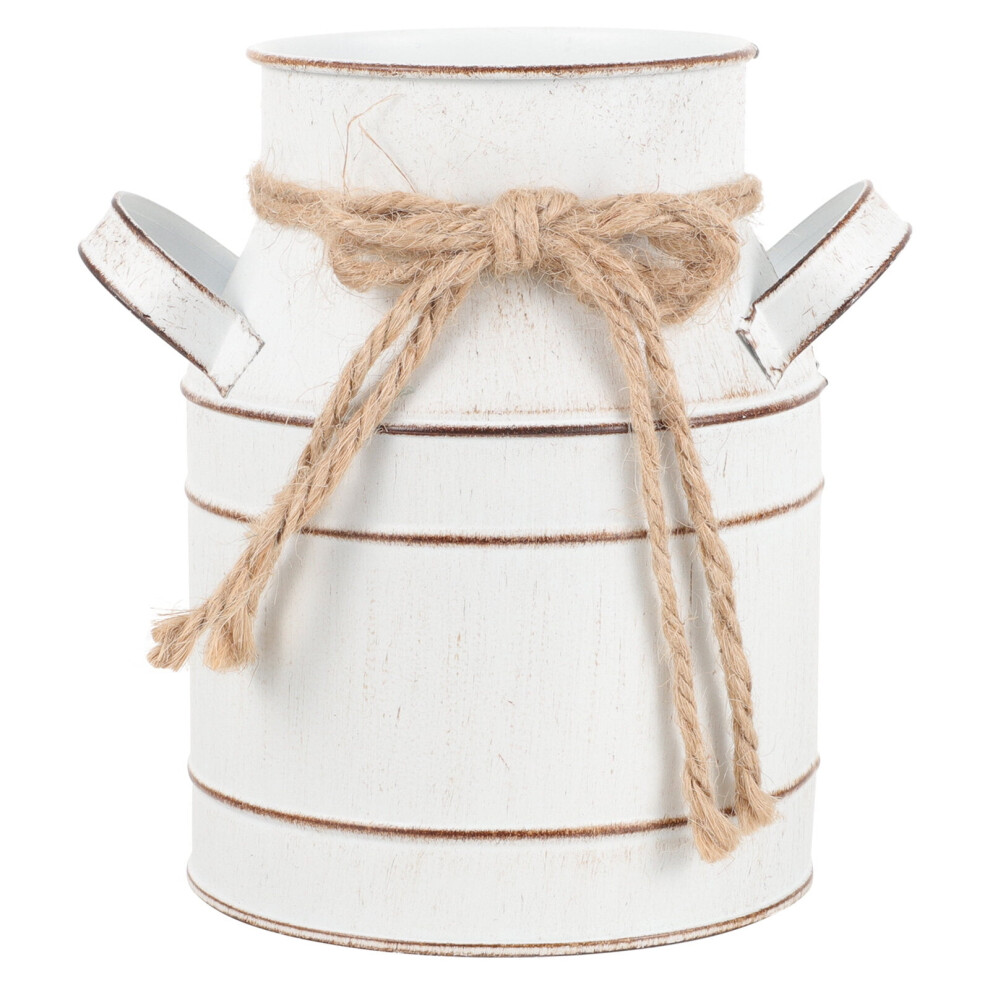 Galvanized Metal Flower Bucket White 1 Pc 901175950292