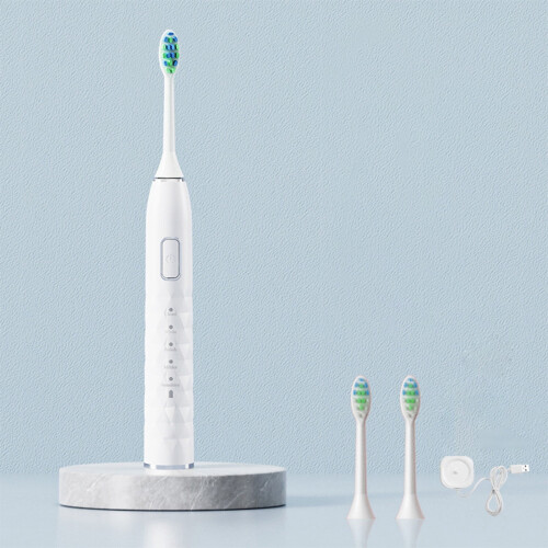 Rechargeable Electric Toothbrush with2Heads, USB Charging, 5Modes, Timer, IPX7Waterproof