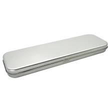 Iron Tin Pencil Case Rectangular Silver 1pc