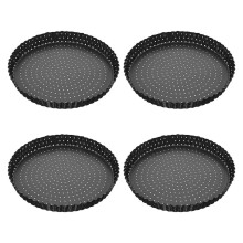 Moule à quiche antiadhésif rond perforé de 12,5 cm (5 pouces), lot de 4