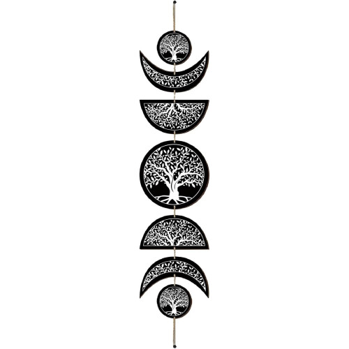 Mondphasen-Wandbehang, Boho-Holzdekor, 7-teilig