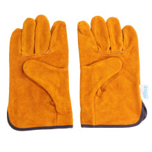 Cowhide Leather Gloves Heat Insulation 1 Pair Orange