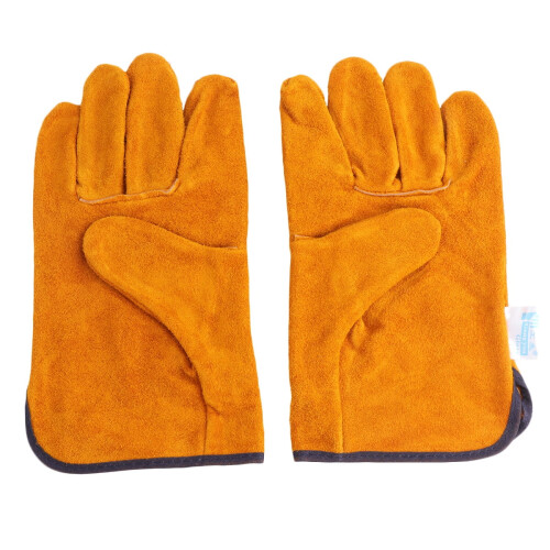 Cowhide Leather Gloves Heat Insulation 1 Pair Orange