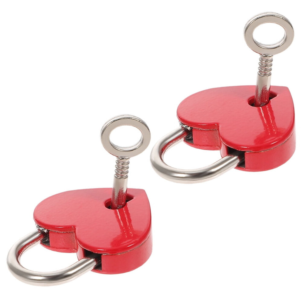 Heart Lock Padlock For Luggage And Diaries 2 Sets 901175975363