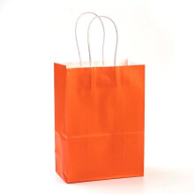 Sachets cadeaux en papier kraft orange foncé, 12 pièces, 15 x 11 x 6 cm