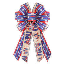 RnemiTe-amo Fiocco Patriottico, 20,5" Grande Fiocco con Nastro Bandiera Americana, Fiocco per Ghirlanda in Iuta con Stelle Rosse, Bianche e Blu per