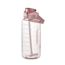 Bouteille d'eau inspirante d'un demi-gallon avec poignĂ©e en cordon et paille amovible - Étanche, sans BPA, avec indicateur de temps, adaptĂ©e Ă