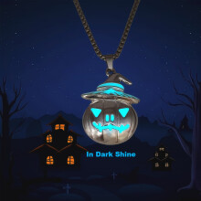 Halloween necklace with pumpkin ghost face 2.7x3.5 cm