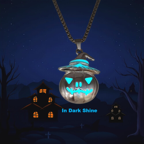 Halloween necklace with pumpkin ghost face 2.7x3.5 cm