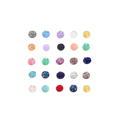 Resin Rhinestone Patches 8mm Round Flat Back 100pcs Mixed