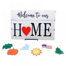 Wooden Welcome Door Sign White 30x20cm
