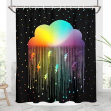 Regenbogen-Duschvorhang, 152 x 183 cm, Wolken- und Galaxien-Design