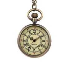 Vintage Round Dial Quartz Pocket Watch with Roman Numerals