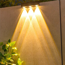 Solar Wall Lamp Outdoor Waterproof Solar Powered Light Sunlight Powered and Down Illumination for Garden Warm Light