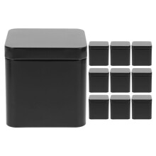 Boîte à thé carrée en métal noir avec couvercle (10 pièces)