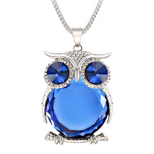 Collana con ciondolo a forma di gufo in cristallo, stile vintage coreano
