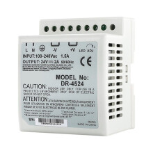 Strömförsörjning DR-4524 24V Enkel utgång 45W DIN-skena