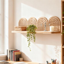 Boho Floating Shelves Wooden Boho Bookshelf Bohemian Farmhouse Storage Shelf for Bathroom Bedroom Nursery Farmhouse