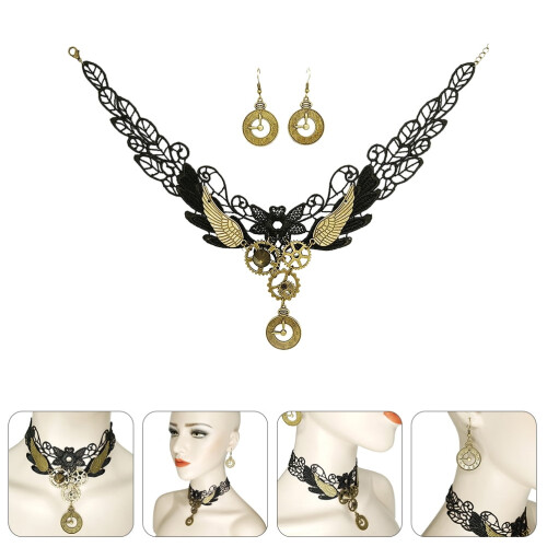 Gotiskt spetschokerset steampunk 3 st 2