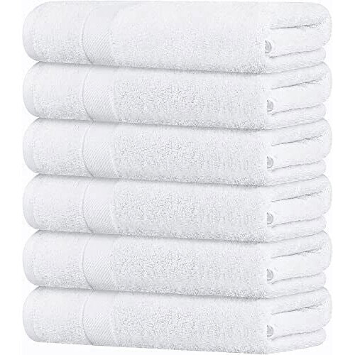 Baumwoll-Badetücher, weiß, 56 x 112 cm, 6er-Pack