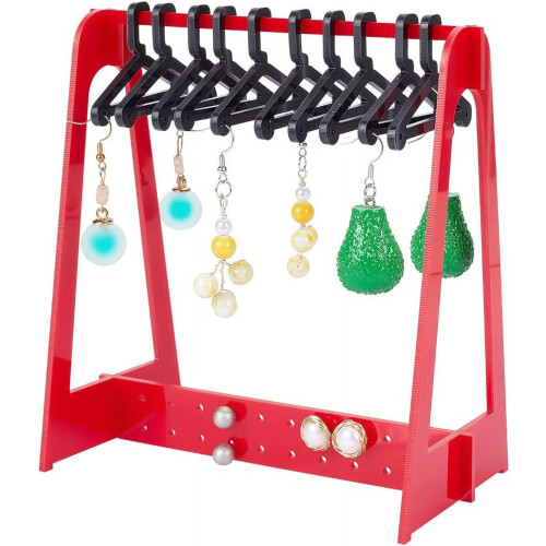 Ohrringhalter-Ablage, roter Ohrstecker-Organizer, 12 Mini-Aufhänger