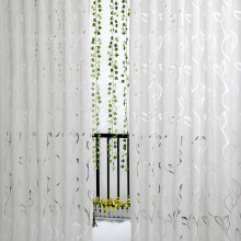 Panneau de rideau en tulle à motif de feuilles de vigne, cantonnière transparente, 1 pièce