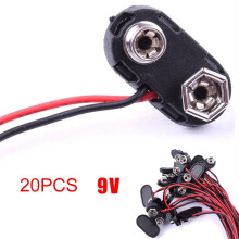 9V batteriklemmestik T-type kabel sort 20 stk.