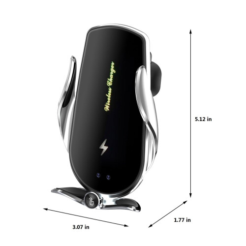 Supporto per auto wireless Qi da 15 W con morsetto automatico, colore argento 1