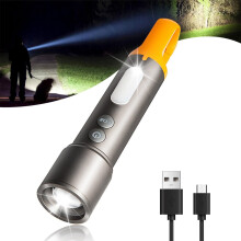 LED-zoombar lommelykt med COB-sidelys og krok
