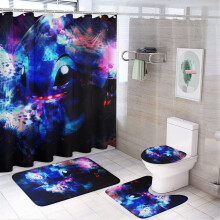 Ensemble de rideau de douche familial noir imperméable 72 x 72 pouces (4 pièces)