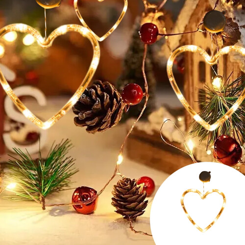 Luzes de Natal LED em formato de floco de neve e boneco de neve, branco quente, 24