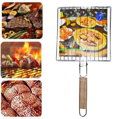 Stainless Steel Grill Basket Square with Removable Handle 1