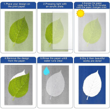 32PCS A4 Cyanotype Paper Kit, High Sensitive Sun Art Paper with Acrylic Panel & Clips for DIY Nature Printing Crafts