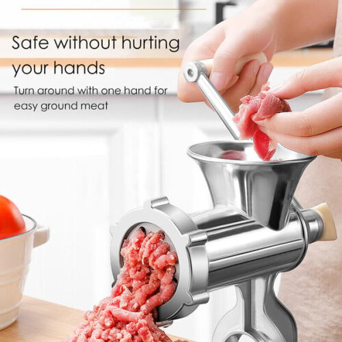 Handmatige vleesmolen met handslinger voor het maken van worst. 2