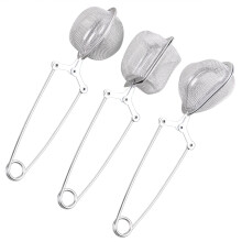 Lot de 3 passoires à thé en forme de cœur en acier inoxydable - Maille carrée avec long manche, mini passoire de cuisine en maille métallique