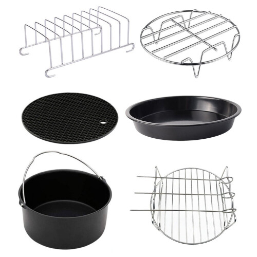 Bakformar för airfryer, non-stick, rostfritt stål, 6 st