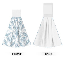 Handtücher mit floralem Toile-Muster, blau-weiß, Velours, 2er-Pack