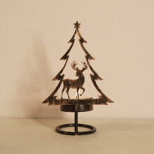 Portacandele a forma di albero di Natale in metallo, confezione da 1