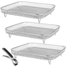 Grilles empilables carrées en acier inoxydable pour friteuse à air chaud (3 pièces)