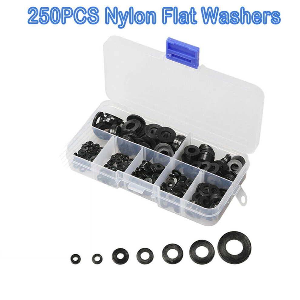 Nylon Washers Set Black 250 Pcs 9314556097874